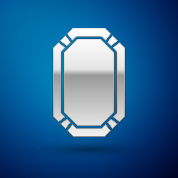 银色扑克表图标隔离在蓝色图片下载