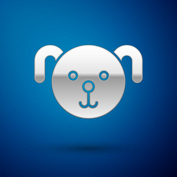 银狗星座图标孤立在蓝色图片下载