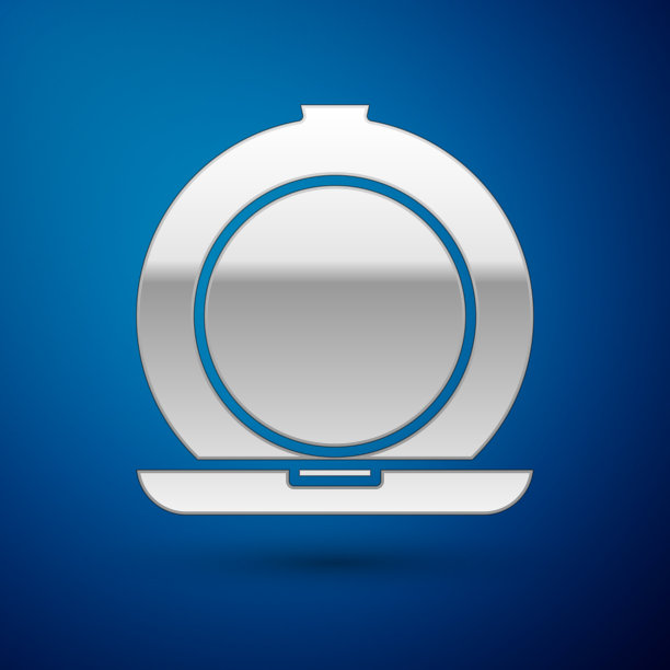 银色化妆粉与镜子图标隔离图片下载