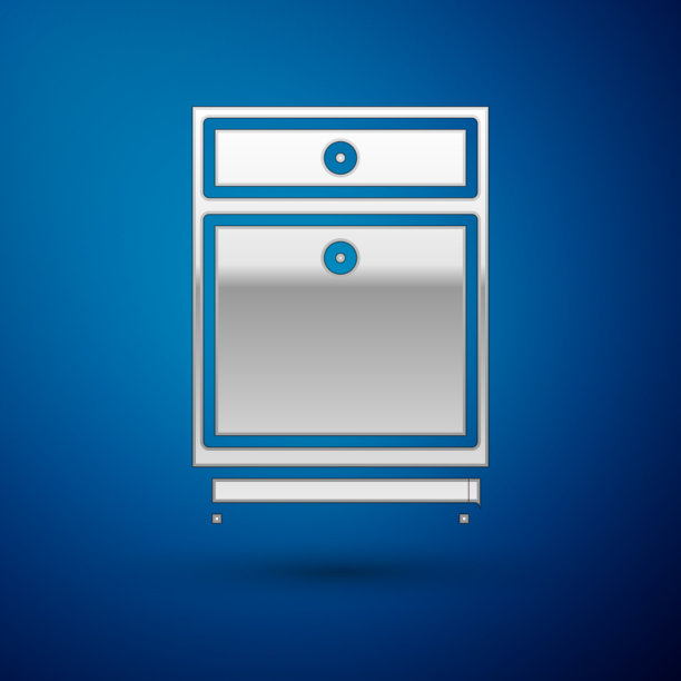 银色家具床头柜图标孤立在蓝色图片下载