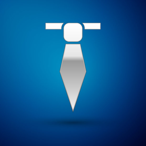 银色领带图标孤立在蓝色背景图片下载