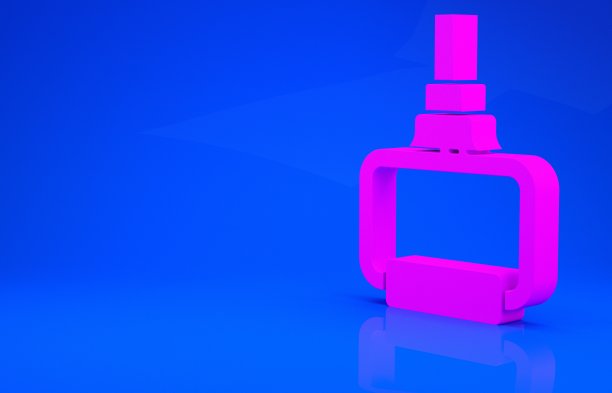 粉红色TPX环训练设备图标隔离在蓝色背景。运动设备。极简主义的概念。3d渲染图图片下载