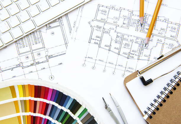 建筑师工作场所俯视图图片下载