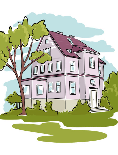 三层住宅楼农舍速写图片下载