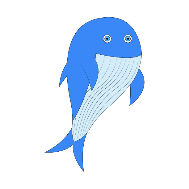 蓝鲸鲸卡通孤立在白色图片下载