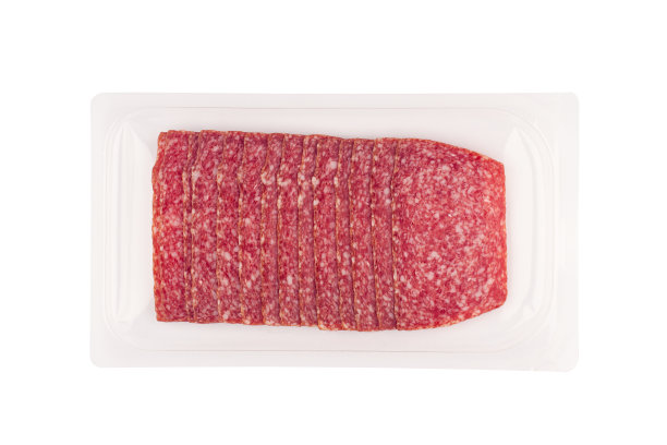 腊肠包装上隔离白色图片下载