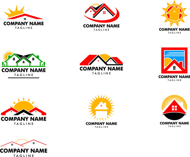 设置太阳屋标志设计模板图片下载