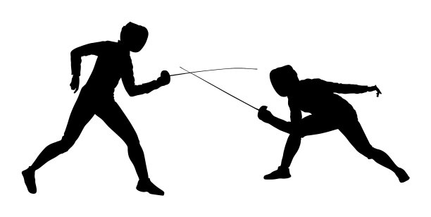 击剑选手的剪影剑决斗图片下载
