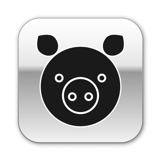 黑猪生肖图标孤立于白色图片下载