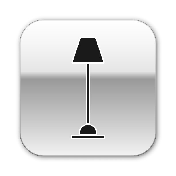 黑色落地灯图标孤立在白色背景上图片下载