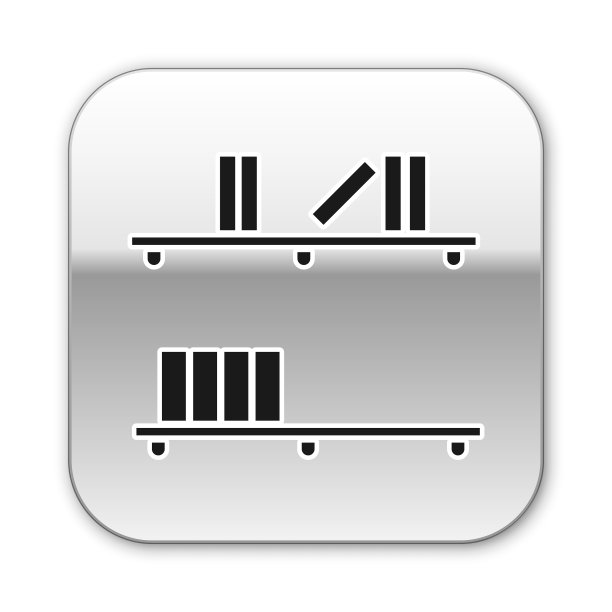 黑色书架与书籍图标孤立在白色图片下载