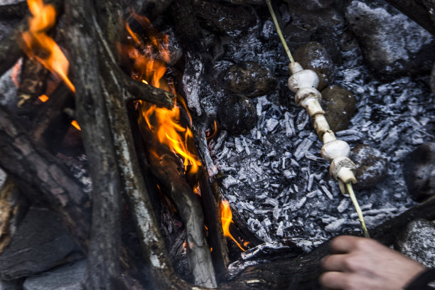 营地里的那个人正坐在火旁图片下载