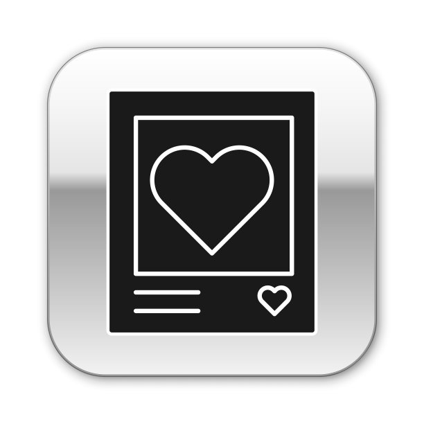 黑色空白相框和心形图标孤立图片下载
