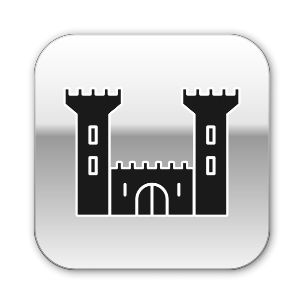 黑色城堡图标孤立在白色背景图片下载