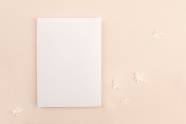 空白色垂直矩形卡模型粉红色的背景图片下载