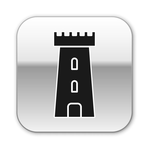 黑色城堡塔图标孤立在白色图片下载