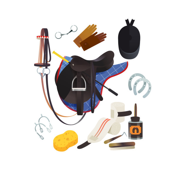 骑马场景与马具和配件图片下载