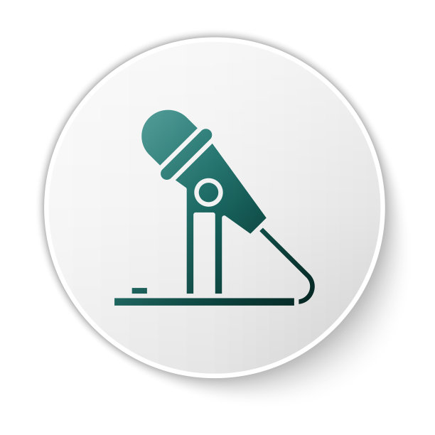 绿色麦克风图标隔离在白色背景图片下载