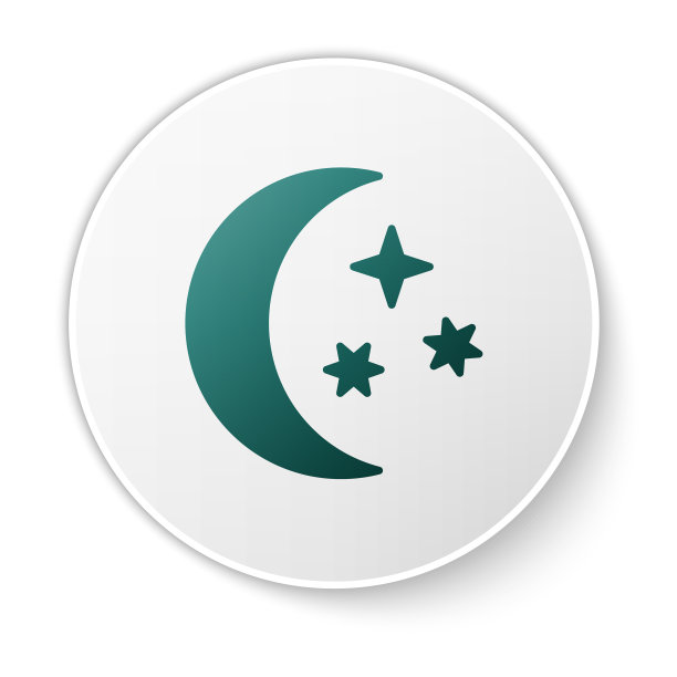 绿色的月亮和星星图标孤立在白色图片下载