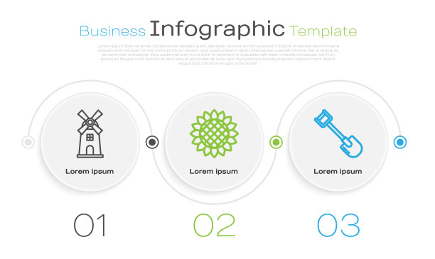 集线风车、向日葵和铁锹业务图片下载