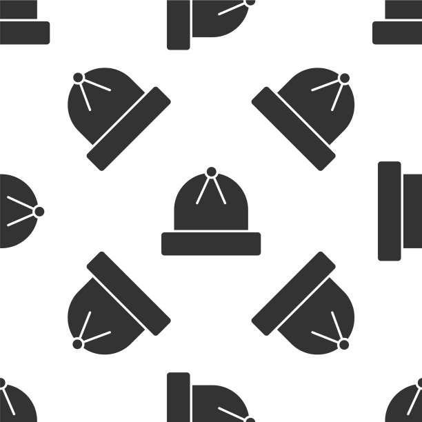 灰色冬季帽子图标孤立无缝图案上图片下载