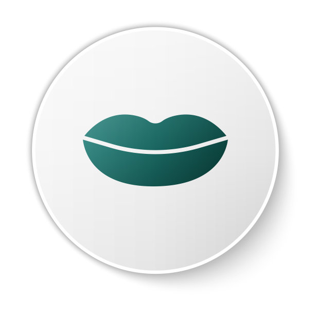 绿色微笑的嘴唇图标孤立在白色图片下载
