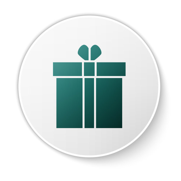 绿色礼盒和心形图标孤立在白色图片下载