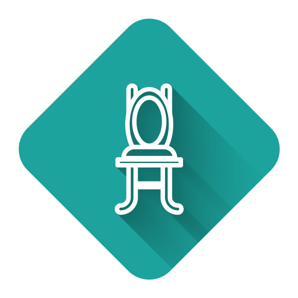 白色线椅子图标孤立与长影子图片下载