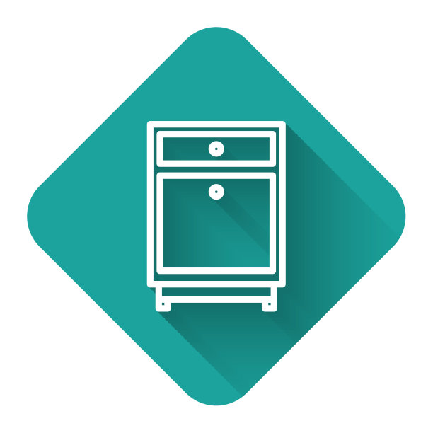 白色线条家具床头柜图标与孤立图片下载