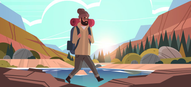 男子旅行者徒步旅行与背包旅行的生活方式图片下载