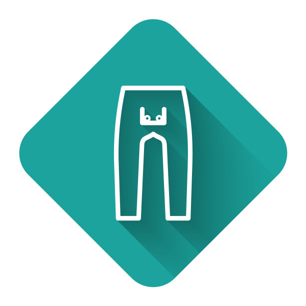 白色线裤子图标孤立与长影子图片下载