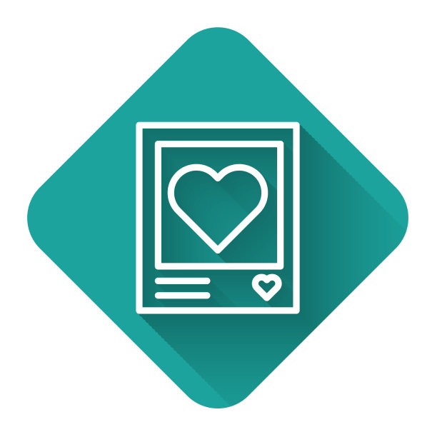 白线空白的相框和心形图标图片下载