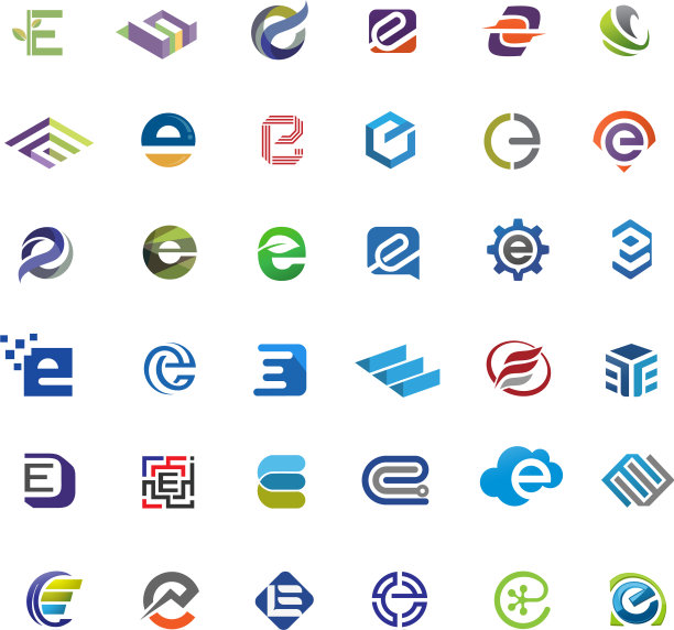 字母e标志套装图片下载