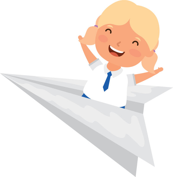 带着纸飞机的金发学生小女孩图片下载