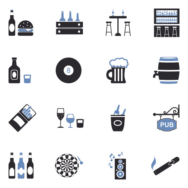 酒吧的图标。双色调平面设计。矢量插图。图片下载