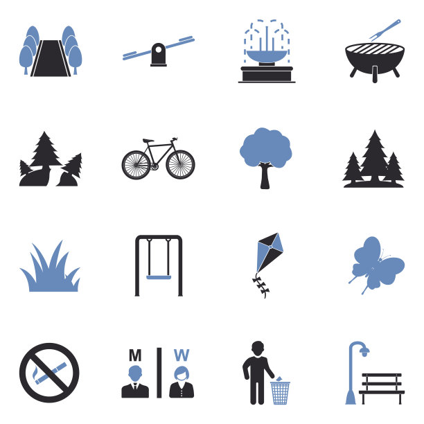 公园和户外的标志。双色调平面设计。矢量插图。图片下载