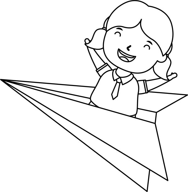 带着纸飞机的可爱小女生图片下载