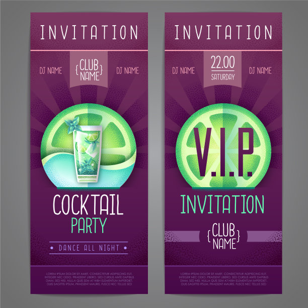 邀请设计鸡尾酒迪斯科派对海报图片下载
