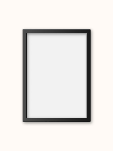 逼真的黑色塑料相框孤立在白色的背景。演示的框架。图片下载