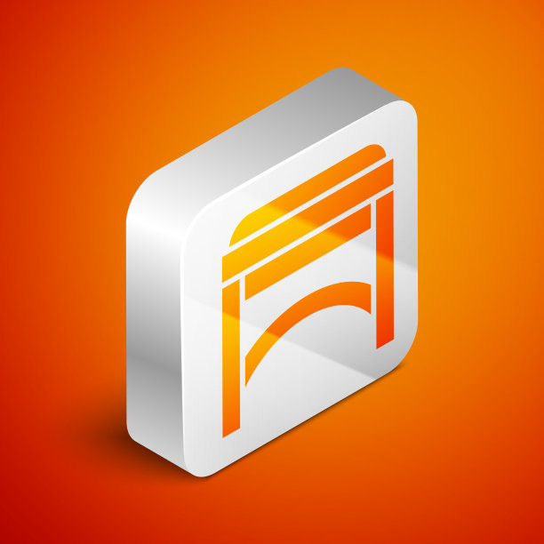 等距椅子图标孤立在橙色背景图片下载