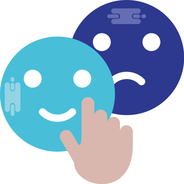 孤独的快乐和悲伤的脸用光标的手图片下载