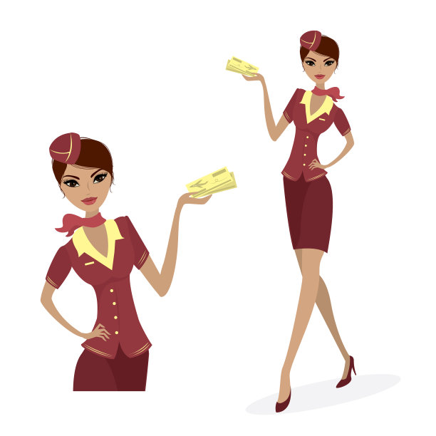 穿着制服的年轻漂亮的空姐图片下载