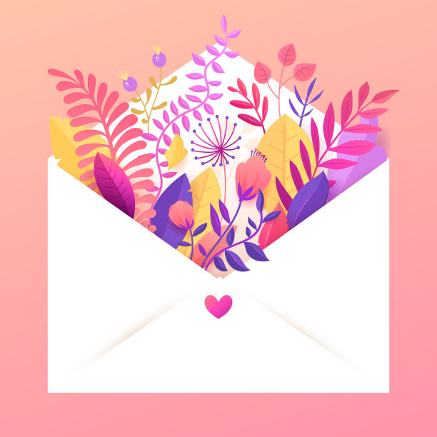 春天的花束鲜花装在信封里图片下载