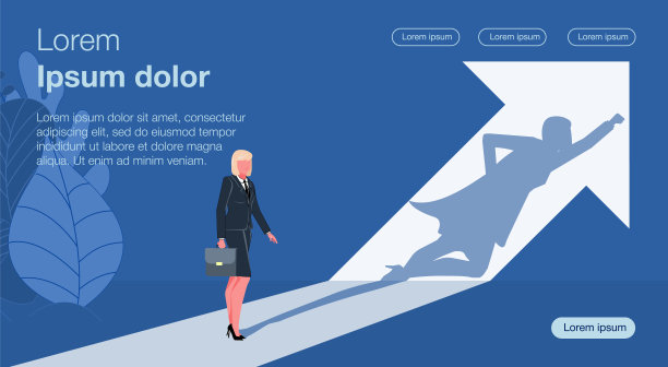 英雄就在里面。一束光照射在一个拿着箱子的女商人身上，墙上是她的影子，是一个披着斗篷的超级英雄。商业矢量概念插画图片下载