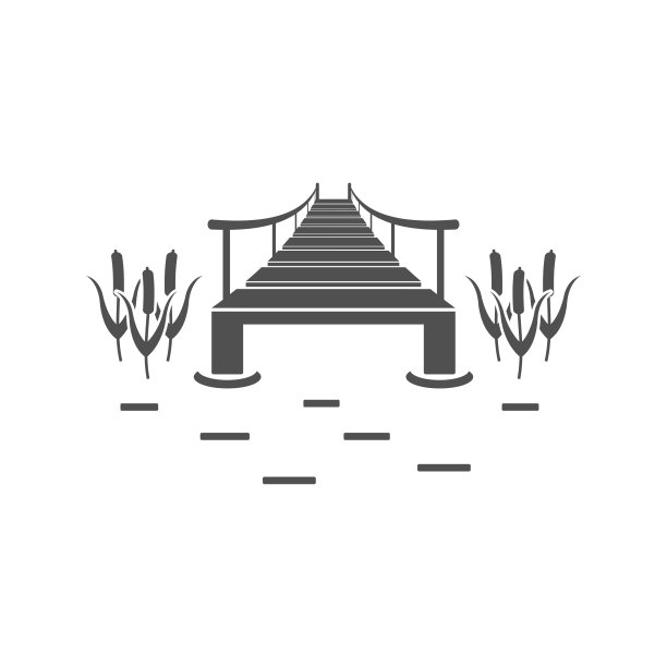 钓鱼桥图标在平坦的风格。矢量插图。图片下载