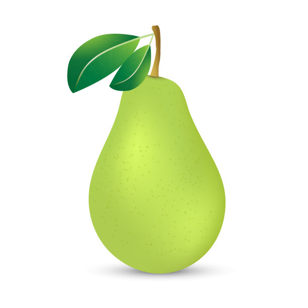 矢量插图的绿色梨与叶子在白色的背景图片下载