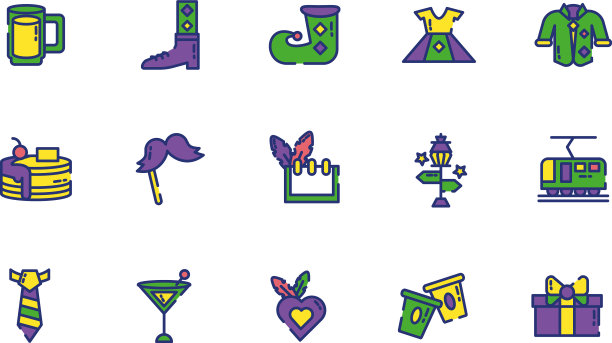 孤立的狂欢节图标设置设计图片下载