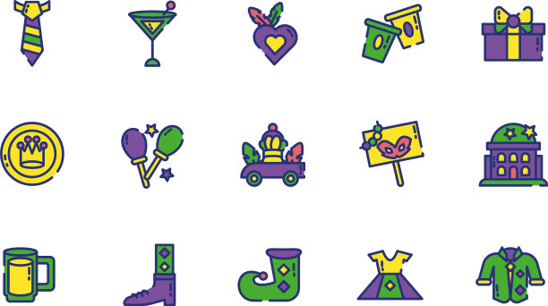 孤立的狂欢节图标设置设计图片下载