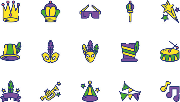 孤立的狂欢节图标设置设计图片下载