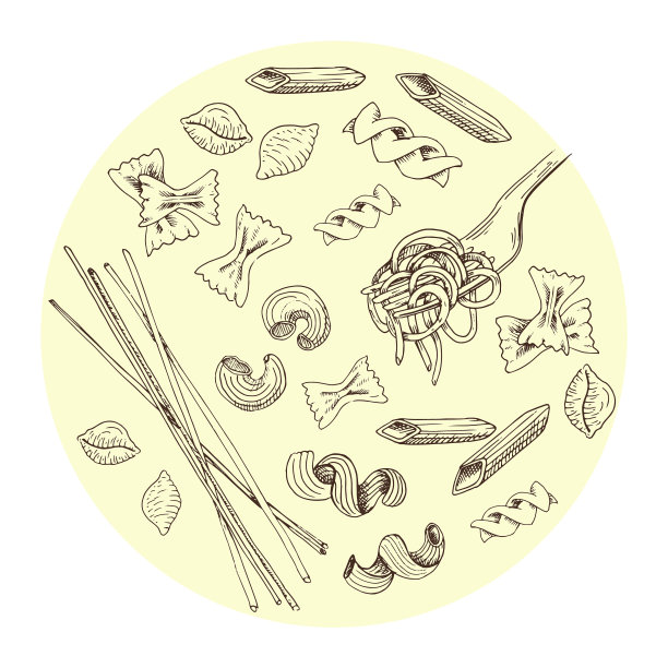 手绘面食集素描风格面食图片下载